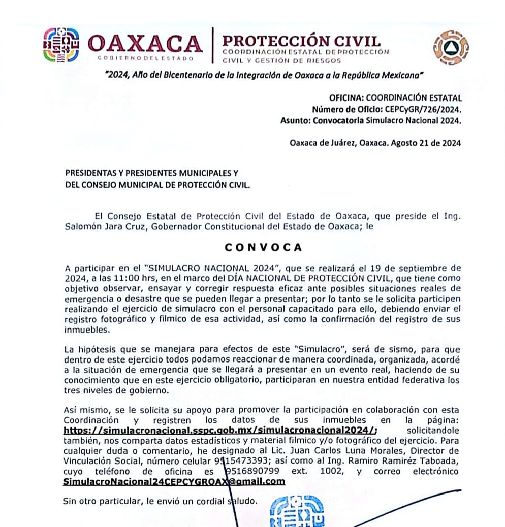 Piden a municipios participar en el Simulacro Nacional 2024 – Asimetrías